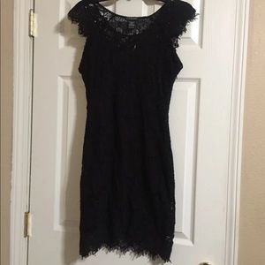 Black crocheted lace dress